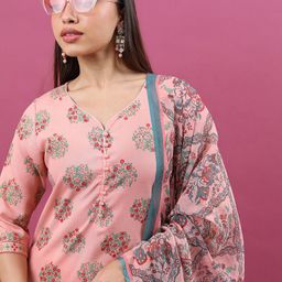 KETCH Ethnic Motifs Printed Straight Kurta With Trousers & Dupatta-image-36