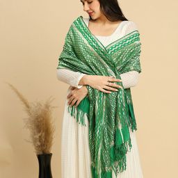 Dupatta Bazaar Geometric Woven Design Zari Dupatta image 5