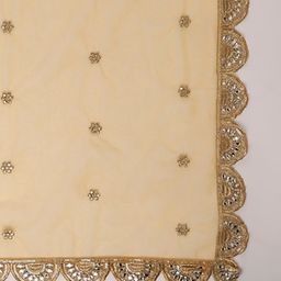 Dupatta Bazaar Yellow & Gold-Toned Embroidered Net Dupatta image 3