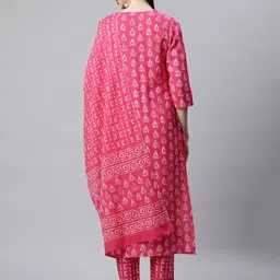 Sringam Ethnic Motifs Printed Regular Kurta With Trousers & Dupatta image 4
