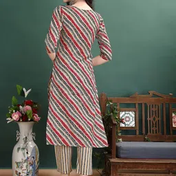 KALINI Leheriya Printed Regular Kurta With Trousers & Dupatta image 5