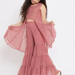 Stylo Bug Girls Pink Kurta with Sharara-picture-14