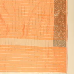 Dupatta Bazaar Peach-Coloured & Gold-Toned Checked Dupatta with Zari image 5
