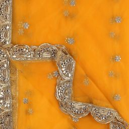 Dupatta Bazaar Yellow & Gold-Toned Embroidered Net Dupatta image 2