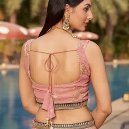 FABPIXEL Embellished Sequined Semi-Stitched Lehenga & Unstitched Blouse With Dupatta image 2