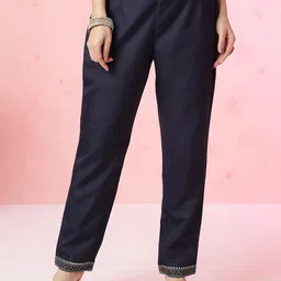 Anouk Ethnic Motifs Printed Regular Chanderi Silk Kurta with Trousers & Dupatta image 5