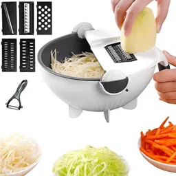 9In1 Drain Wet Basket Vegetable Cutter Multifunctional Rotate Vegetable Slicer. Plastic Fruit & Vegetable Basket-20