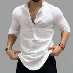 Men Self Design Cotton Blend Straight Kurta-image-107
