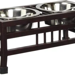 Pet Dog Food Bowl, Iron Base Double Bowl Stand Stainless Steel Removable Bowl Iron, Stainless Steel Pet Bowl-11