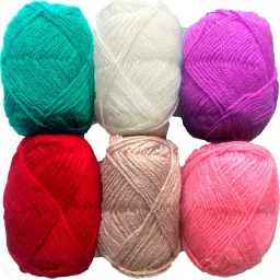 100% Acrylic Wool Royal (6 pc) Bunny 3 Combo 4 ply Wool Ball Hand Knitting Wool/Art Craft Soft Fingering Crochet Hook Yarn, Needle Knitting Yarn Thread Dyed-28