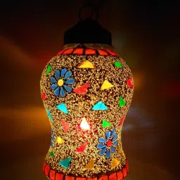 Decorative Aesthetic Design RoofCeiling Lamp with Mosaic work colrful Hanging Lantern for Home Decoration Pendants Ceiling Lamp-image-99