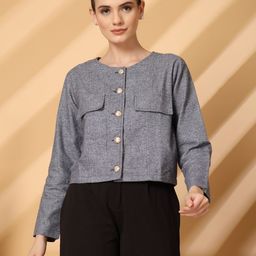 pluss Women Striped Mandarin Casual Blazer-picture-27