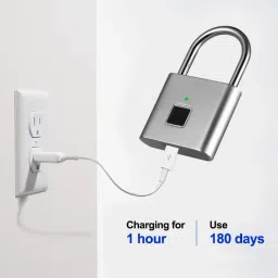 SEVENSPACE Smart Fingerprint Padlock, Ultra Light One Touch Open Lock with USB Charging Smart Door Lock image 4