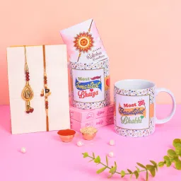"SMART BHAIYA BHABHI EVER" with Designer RakhI & roli chawal & rakhi Wishes Card Ceramic Coffee Mug-image-32