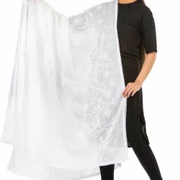 Pure Cotton Self Design White Women Dupatta-picture-28