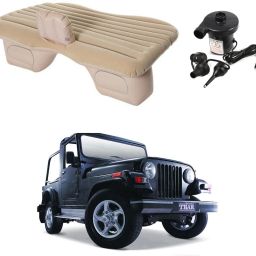 Car Travel Inflatable Bed Mattress with Two Air Pillows For Mahindra Thar Beige Car Inflatable Bed-25