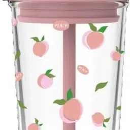Glass Tumbler with Airtight Lid and Straw Pack of 1, 400ml Travel Coffee-21