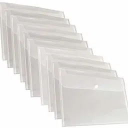 Plastic A4 Document File Bag, Transparent Envelope Holder Storage Case, Snap Button Organizer, My Clear Plastic Container - Pack of 10-picture-46