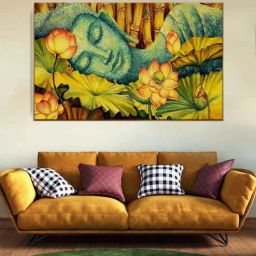 dekorstation Vaastu Calming Buddha Yellow & Green Canvas Art Print-picture-25