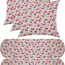 3 Cushion And 2 Bolster Microfibre Floral Bolster Pack of 5-image-47