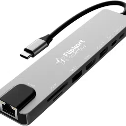 Flipkart SmartBuy 8-in-1 USB-C Hub 4K HDMI, 100Mbps Ethernet, USB 3.0, USB-C PD SD/TF Card Reader, Aluminium Adapter for Mac & Windows USB-C Devices USB Hub-62