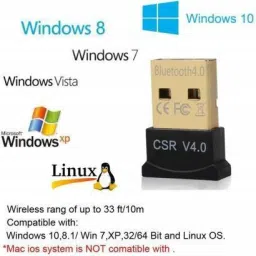 Jambuwala Enterprise USB Bluetooth Adapter, CSR 4.0 USB Bluetooth Dongle Receiver with All in One Driver CD, Gold Plated, for Laptop PC Computer Supports Windows 10 8 7 Vista XP USB Adapter image 3