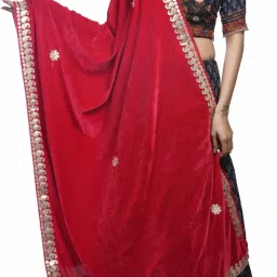 Velvet Embroidered Pink Women Dupatta-image-4