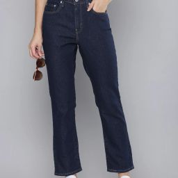 Women Straight Fit High Rise Blue Jeans-image-25