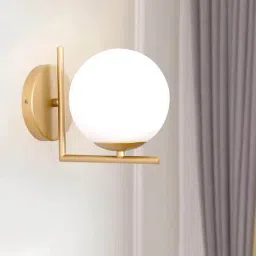 sinoman Bedside Golden Wall Light Lamp with Glass Shade-picture-45