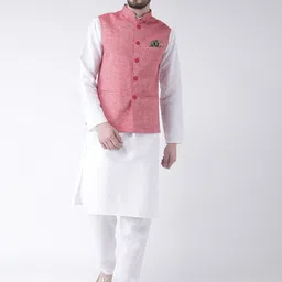 hangup plus Men Pure Cotton Kurta with Pyjamas and Nehru Jacket-picture-8