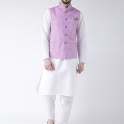 hangup plus Men Pure Cotton Kurta with Pyjamas With Nehru Jacket-picture-13