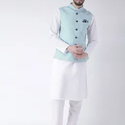 hangup plus Men Pure Cotton Kurta with Pyjamas and Nehru Jacket-picture-9