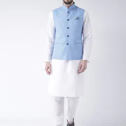 hangup plus Men Pure Cotton Kurta with Pyjamas & Nehru Jacket-picture-18