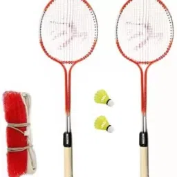 Badminton Racquets Shuttle Pack of 2 With Badminton Net With Racket Set of Plastic Shuttle- Green-image-44