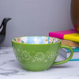 MARKET99 Green & White Printed Ceramic Matte Mug 400 ml-17