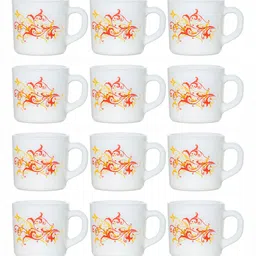 Cello White & Red Red Red Floral Printed Opalware Glossy Cups Set of Cups and Mugs image 2