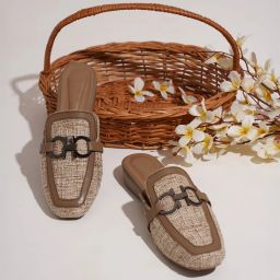 Textured Closed-Toe Slip-On Comfort Mules for Women | Lightweight Bellies For Women-image-2