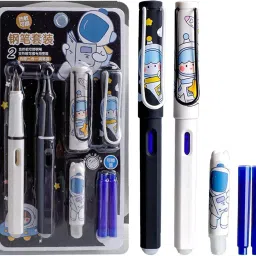 excite shoppers Quality Fountain Pens Set with Cartridge, Erasable Ink, Medium Nib Refill image 4
