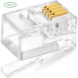 Fedus RJ9 Modular Phone Headset 4P4C Plug Jack Connector for RJ9 / RJ10 / RJ22 Telephone Flat Cable/Cord Adapter Telephone Modular Plug (Compatible with Both Solid and Stranded Wire) Pack 10 Lan Adapter-14