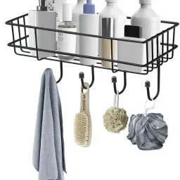 Bathroom Rack Shelf Shampoo Stand Multi Purposes kitchen Holder Iron Wall Shelf-image-6