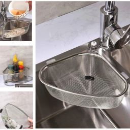 Fruits/Vegetables Kitchen Rack Triangle Sink Strainer Stainless Steel Steel-image-98