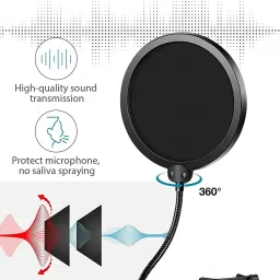 souvenir Microphone Stand, Professional Mic Stand with Dual Layered Mic Pop Filter Heavy Duty Microphone Suspension Boom Scissor Arm Stand and Windscreen Mask Shield for Recordings, Broadcasting, Streaming, Singing Music Stand Microphone Stand Heavy Duty Condenser Mic Stand image 4