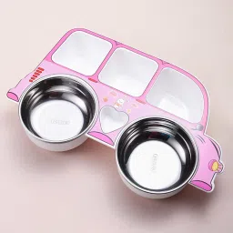 Non-Toxic, Compact Kids Crockery Set with Safety Utensils for Tiny Hands - Stainless Steel-24