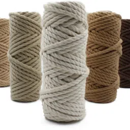 3 ply Twisted Cotton Macrame thread Each Color 10 Meter 4mm Pack of 5 Combo Set.-image-21