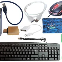 ANJO Wired Keyboard-Wired Mouse-Pad-USB Hub 3.0-Cleaner-OTG C&Micro-Ext Cable-LED Combo Set-9