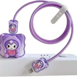 YouAndMeHub Charger Cover for Samsung Galaxy 25W Charger, 3D Cartoon Kuromi Design, Spiral Cable Protector-24