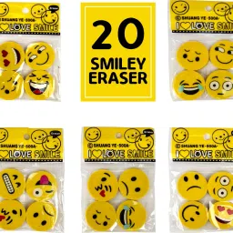 Lovely Happy Funny cute smiling face Emoji Eraser For School kids ( 20 rubber) Non-Toxic Eraser-image-56