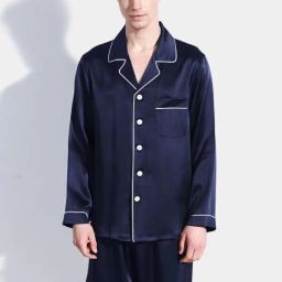 Men Night Suit Set Blue Solid-image-42