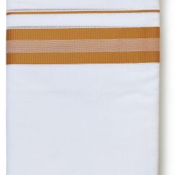 Vairavaa Tex 100% Cotton White Dhoti | 4.00'Meter Biscuit Karai Fancy | 1½'Inch Border Men Dhoti-image-55