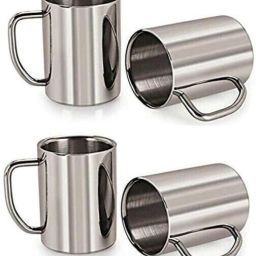 Stainless Steel Double Wall jumbo size , Coffee MUG (250ml Each, Pack of 4) Stainless Steel Coffee Mug-image-26